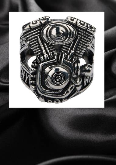 Sons of Anarchy Stainless Steel V-Twin Men of Mayhem Engine Ring.